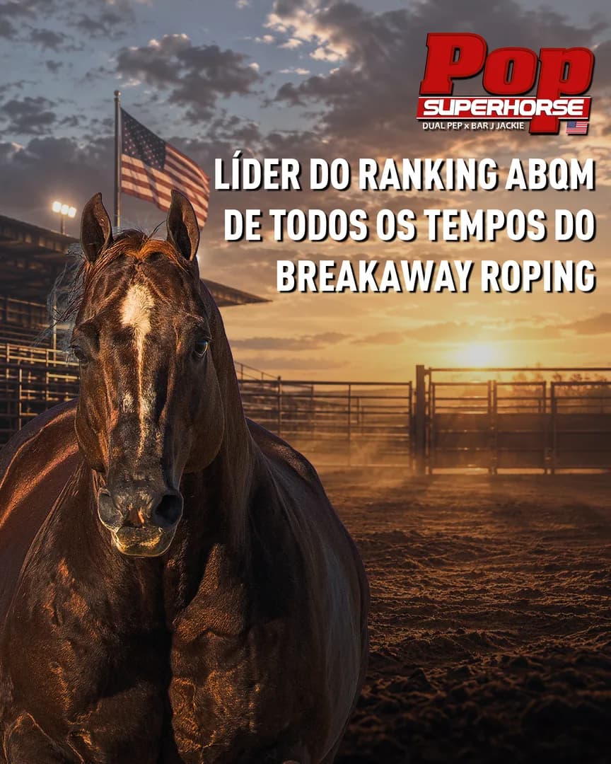🔥 POP SUPER HORSE: Absoluto no BREAKAWAY ROPING! 🏆🐴

🥇 Líder do Ranking ABQM de todos os tempos do Breakaway Roping.

🏆 Pai de ANITTA POP GLB, animal mais pontuado em Breakaway Rop
